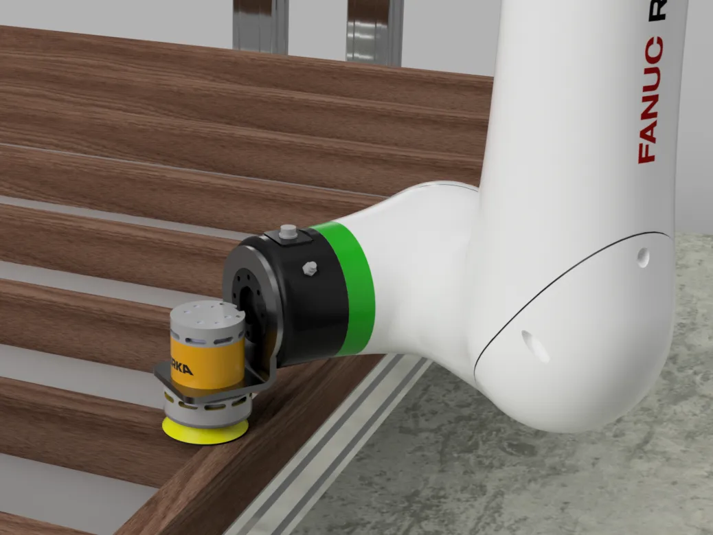 Robot schuurt het oppervlak van een product